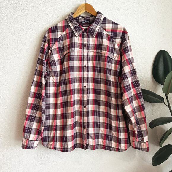Columbia Women Silver Ridge Button Up Shirt 3X Plaid Roll Tab Back Vent Outdoor - Picture 1 of 9